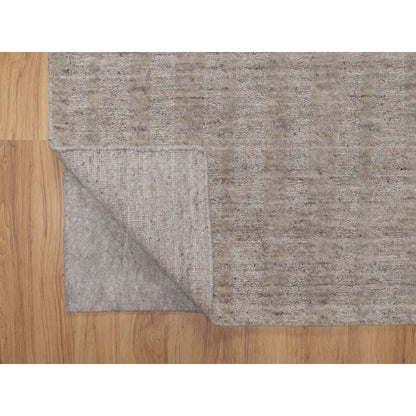 2'7"X10' Brown Natural Wool Salt And Pepper Effect Hand Loomed Runner Rug
