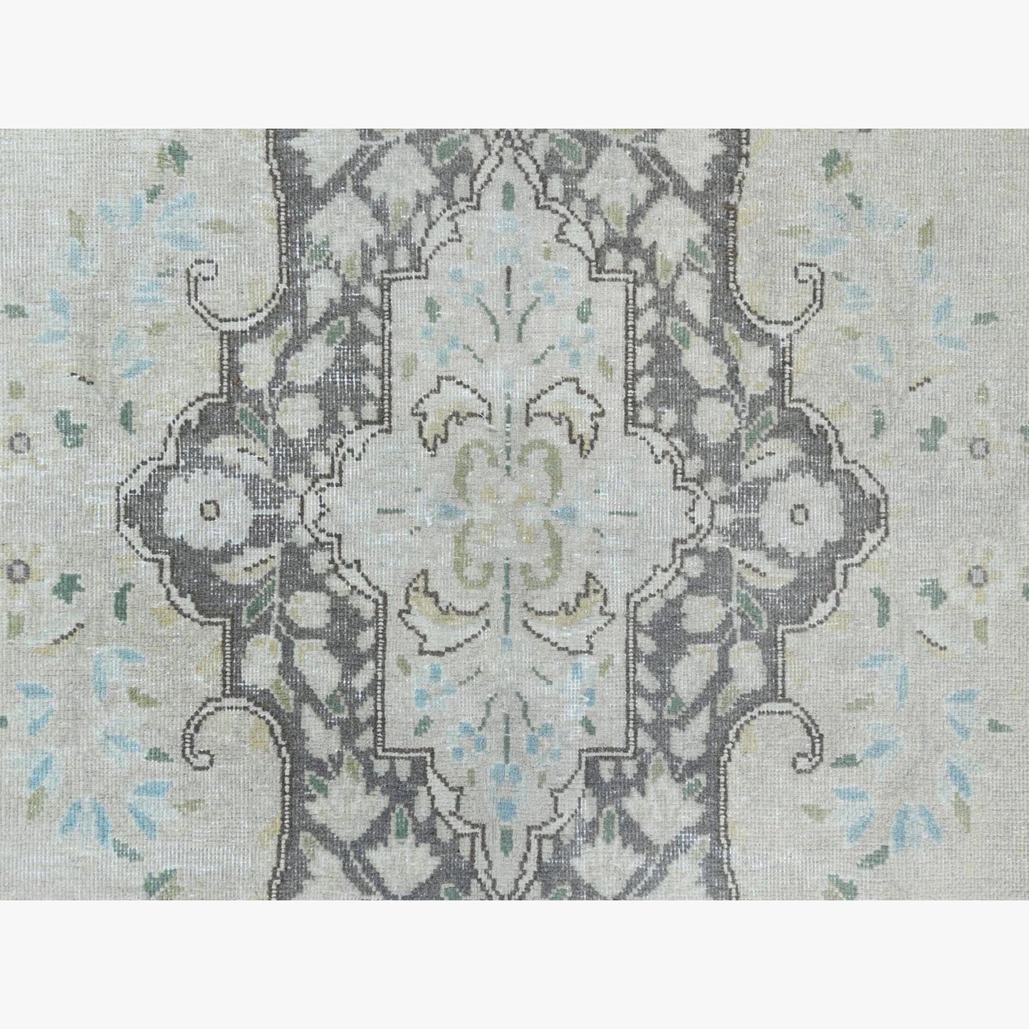 6'9"X10'10" Hand Knotted Gray Wool Worn Clean Farsian Karman Rug
