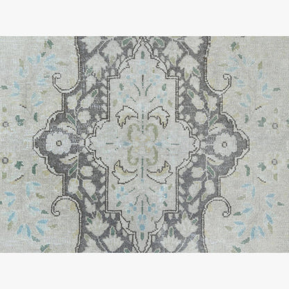 6'9"X10'10" Hand Knotted Gray Wool Worn Clean Farsian Karman Rug