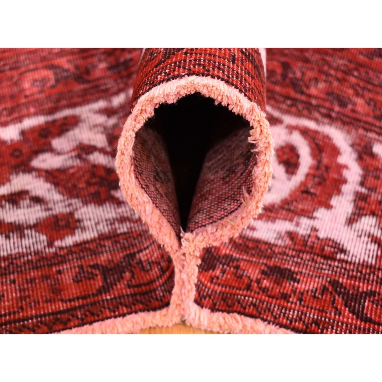 8'7"X10'8" Red Overdyed Pure Wool Zoroastrian Tebraz Hand Knotted Rug