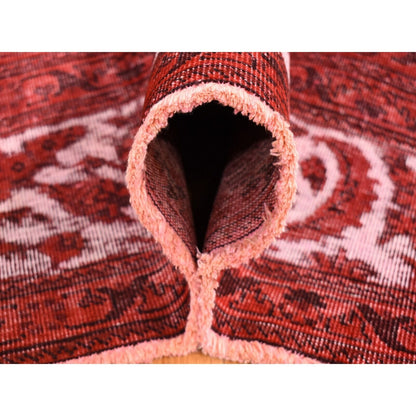 8'7"X10'8" Red Overdyed Pure Wool Zoroastrian Tebraz Hand Knotted Rug