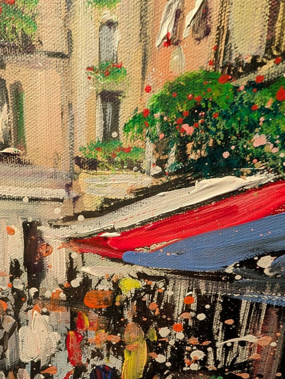 Nate Giorgio (Usa) Original Acrylic Painting Venetian Market Signed Framed