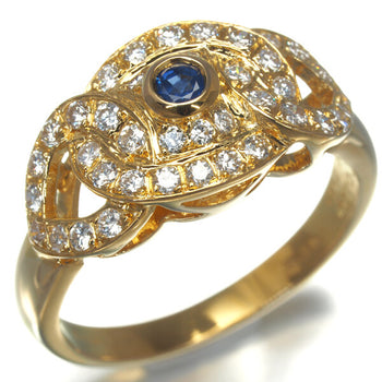 Garrard Ring Sapphire Diamond One One Two Us6 18K 750 Yellow Gold