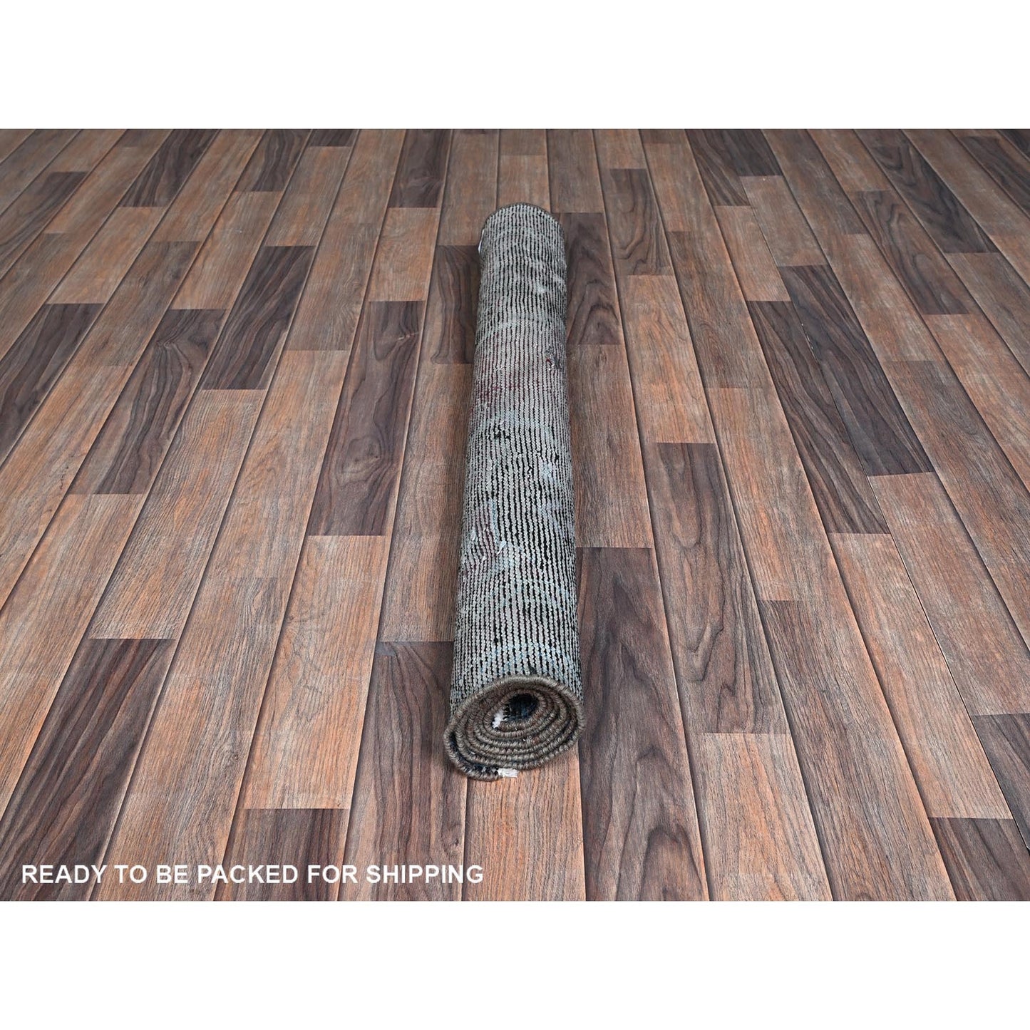 3'6"X5'9" Gray Ovedyed Vintage Zoroastrian Worn Down Hand Knotted Wool Rug