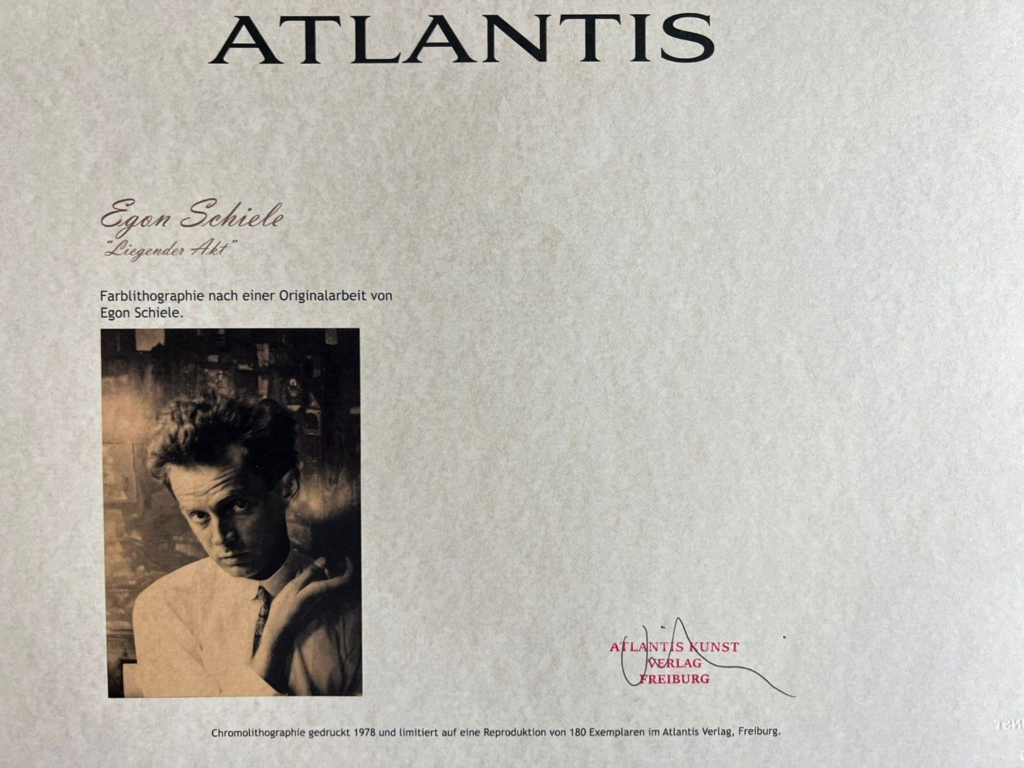 Egon Schiele Lithograph From An Painting Coa Signed In Pen Numbered