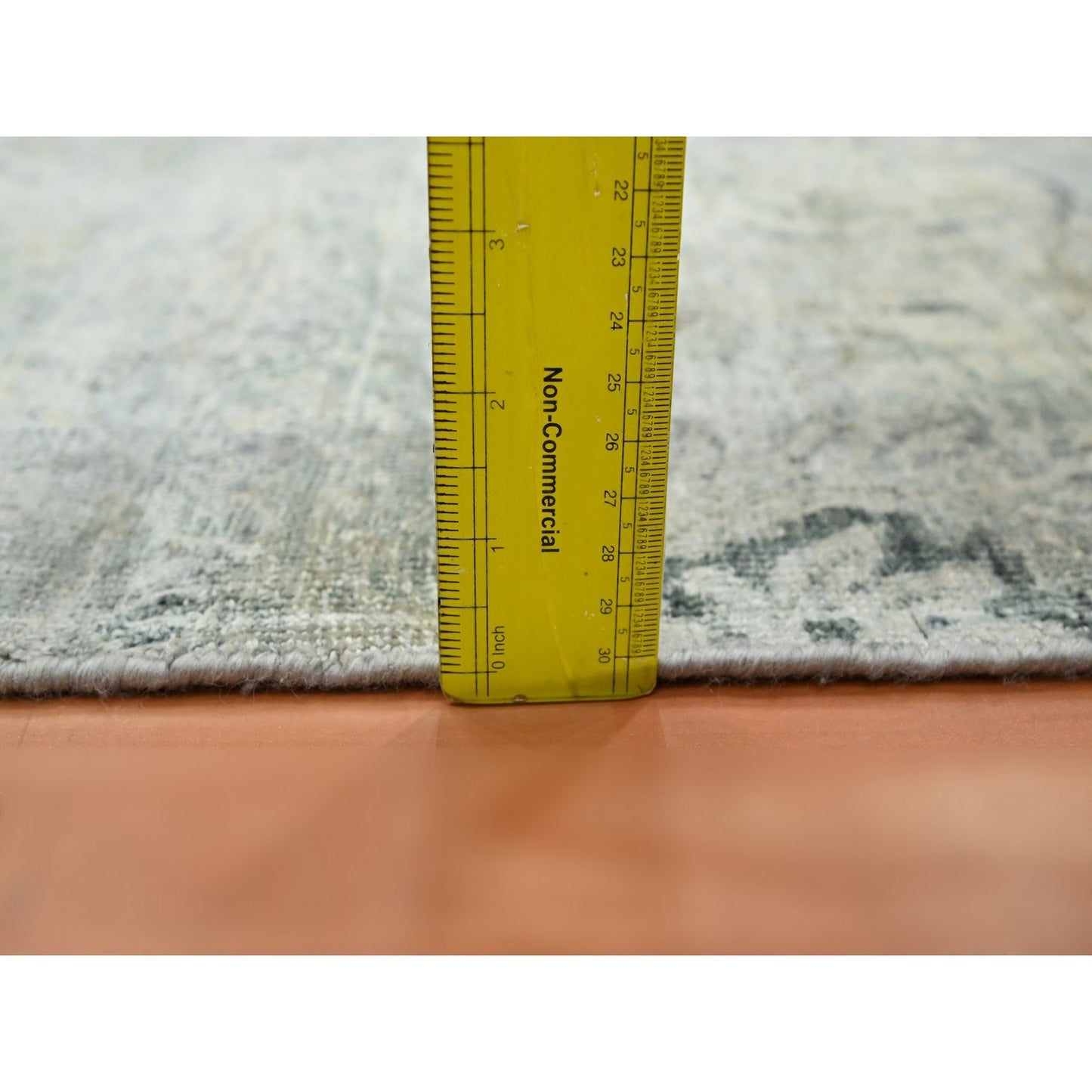 2'X3'2" Cloud Gray Wool & Silk Oushak Design Hand Knotted Sample Rug