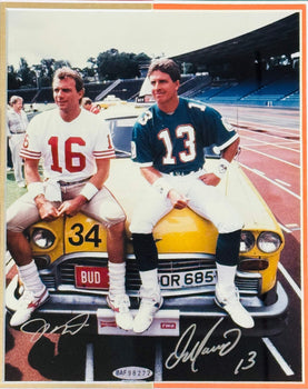 Joe Montana & Dan Marino Autographed Framed 8X10
