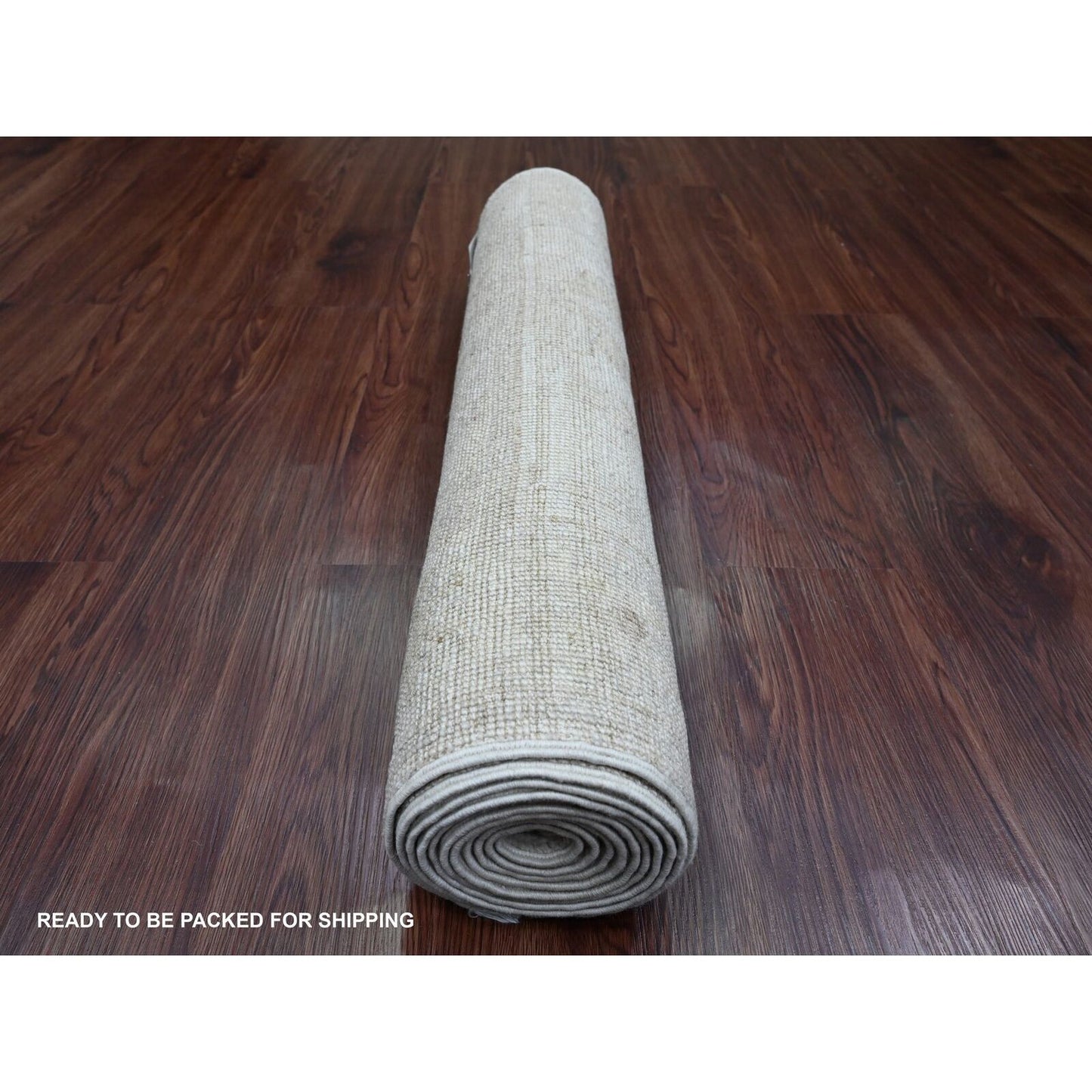 2'7"X9'8" White Hand Knotted Angora Oushak Leaf Design Wool Runner Rug