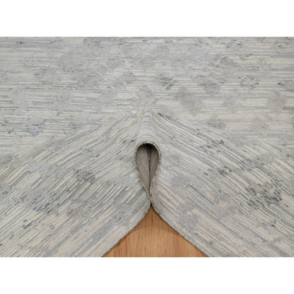 8'X10'2" Cream White Modern Design Hand Knotted Undyed Natural Wool Rug