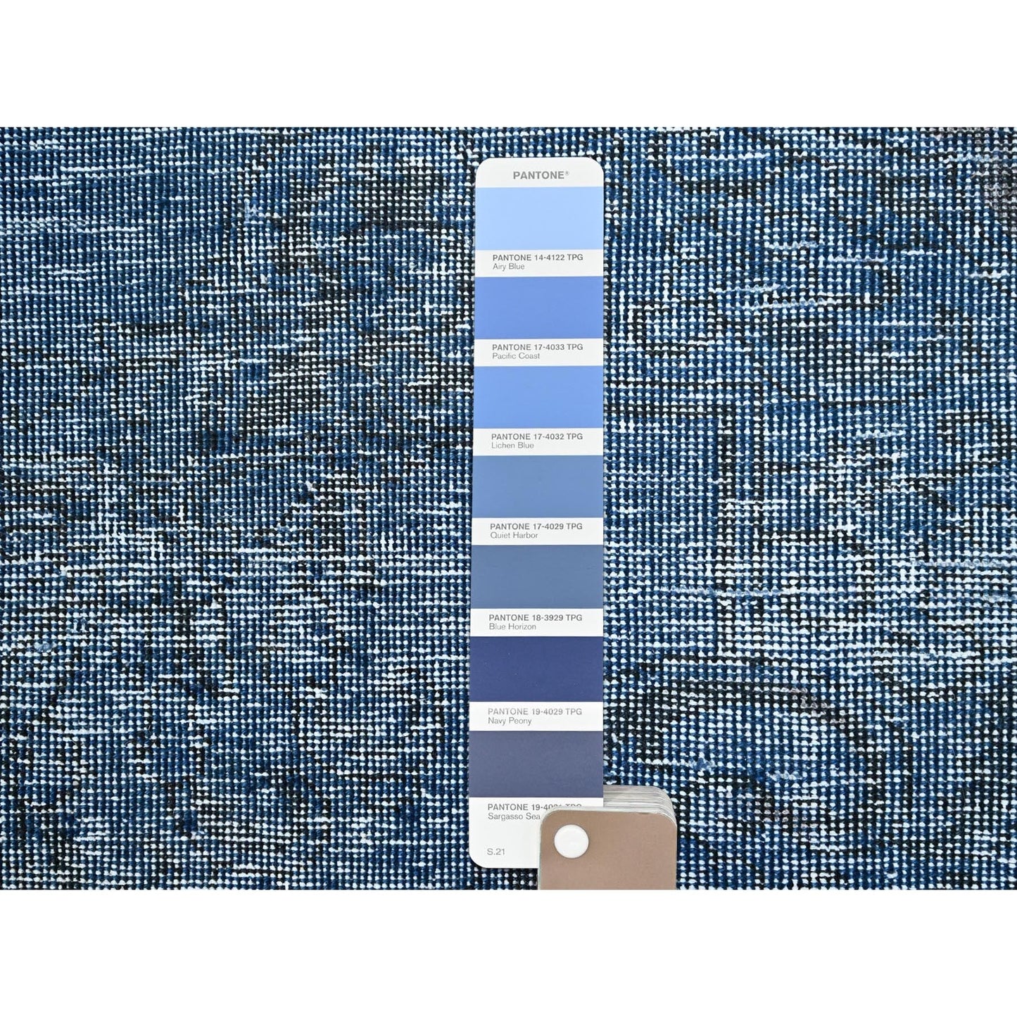 3'1"X5'1" Lichen Blue Hand Knotted Abrash Distressed Wool Oriental Rug