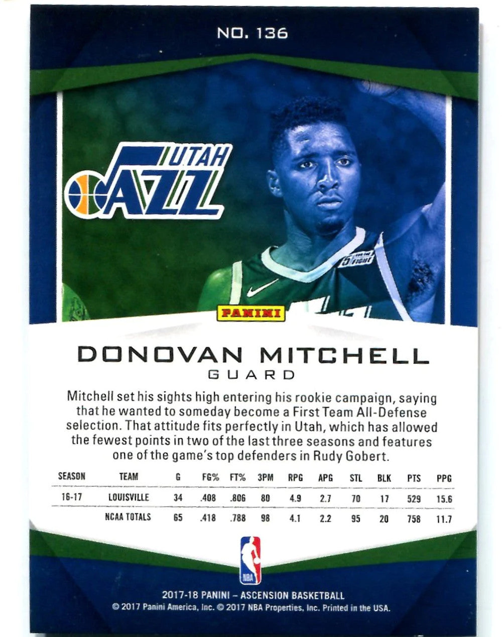 Donovan Mitchell 2017-18 Panini Ascension Green
