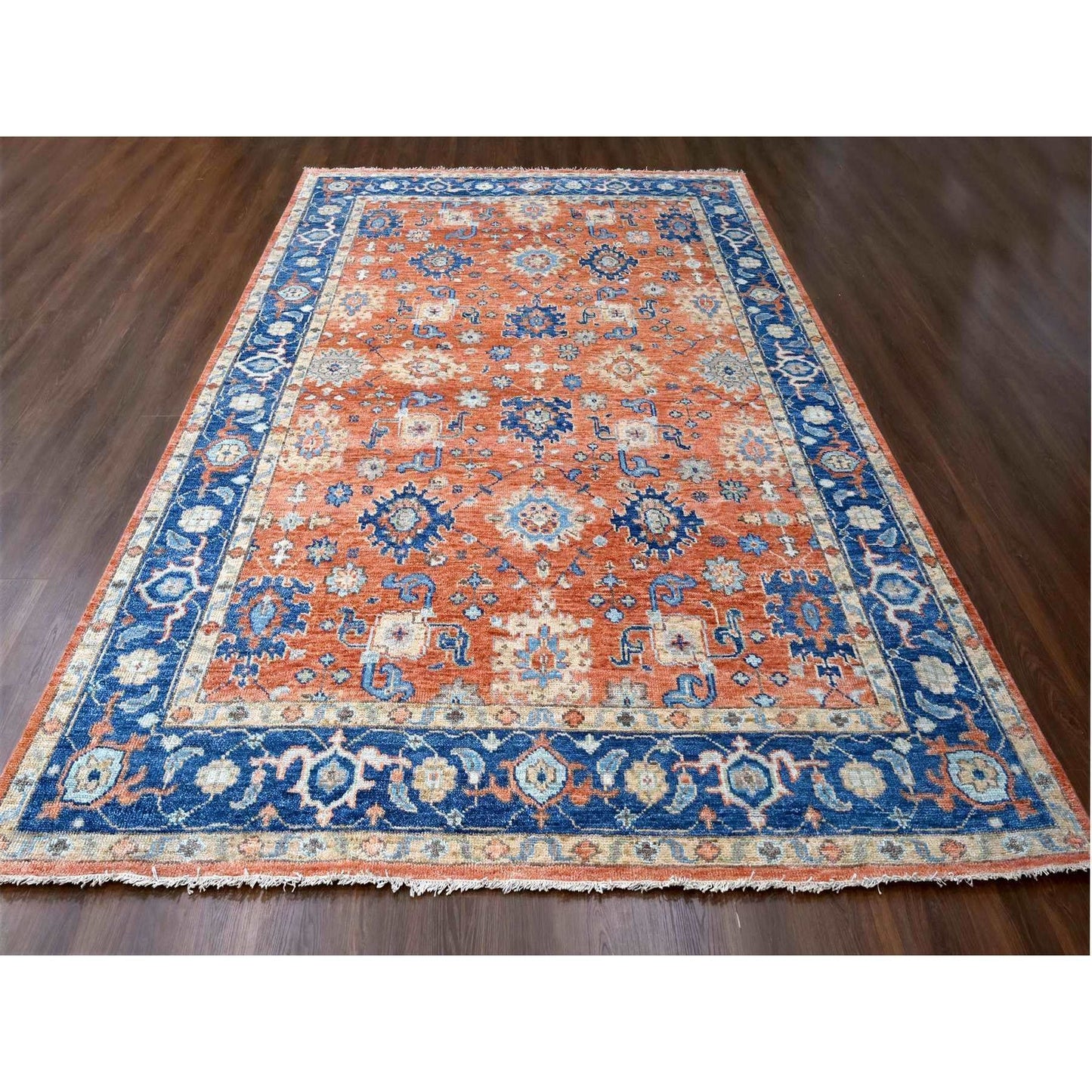 9'10"X14' Rust Orange Mahal Design Wool Hand Knotted Oriental Rug