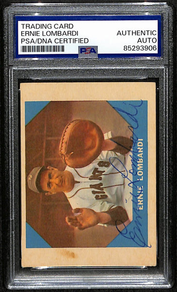 Ernie Lombardi Hof Signed/Auto 1960 Fleer Card #17 Ny Giants Psa/Dna 190900