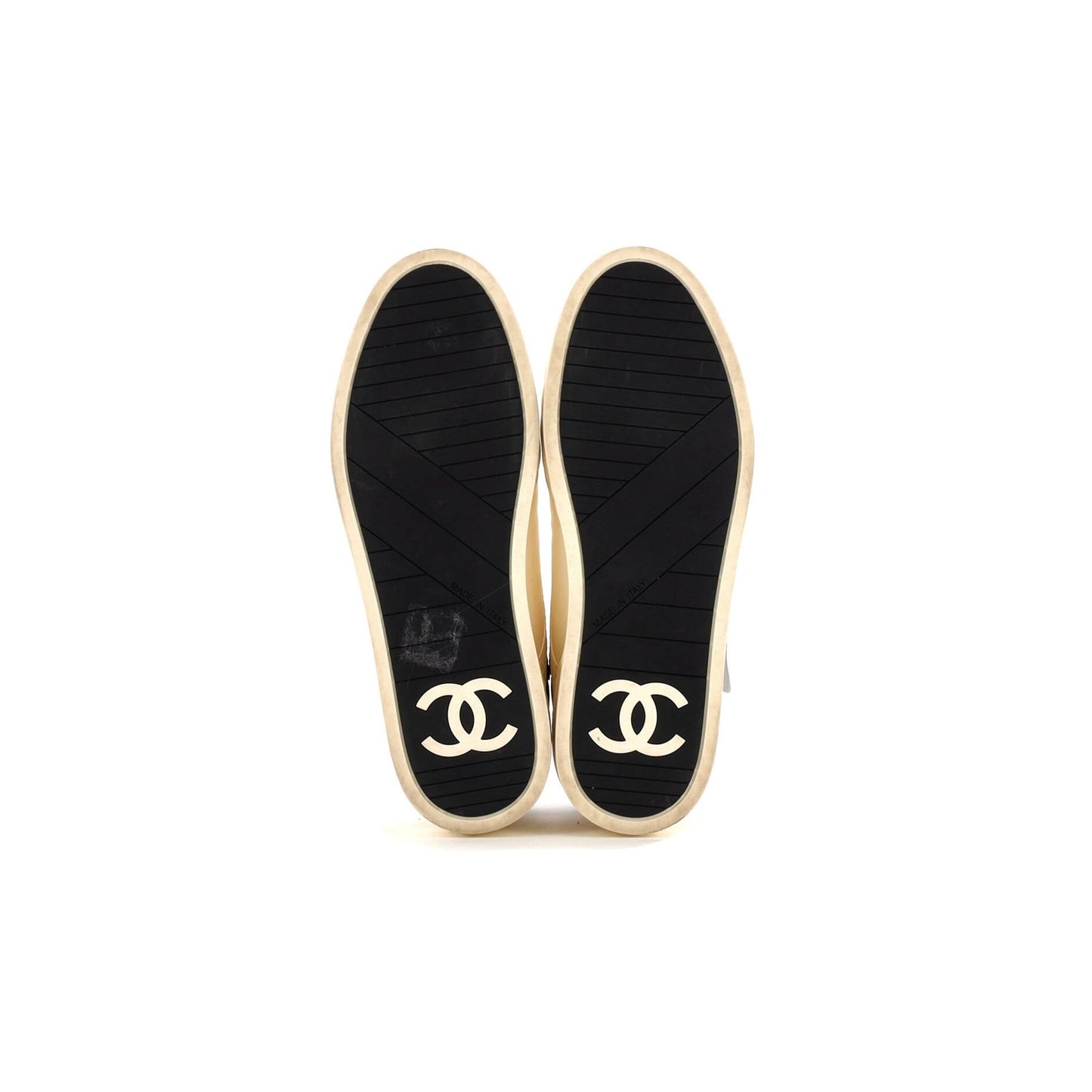 Chanel Women'S Logo Strap Lace Up Sneakers Leather