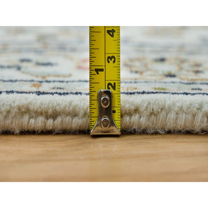 2'6"X8'2" White Hand Knotted Nain Design 250 Kpsi Organic Wool Runner Rug