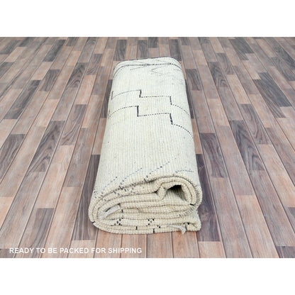 9'3"X12'6" Ivory Moroccan Berber Natural Wool Hand Knotted Oriental Rug