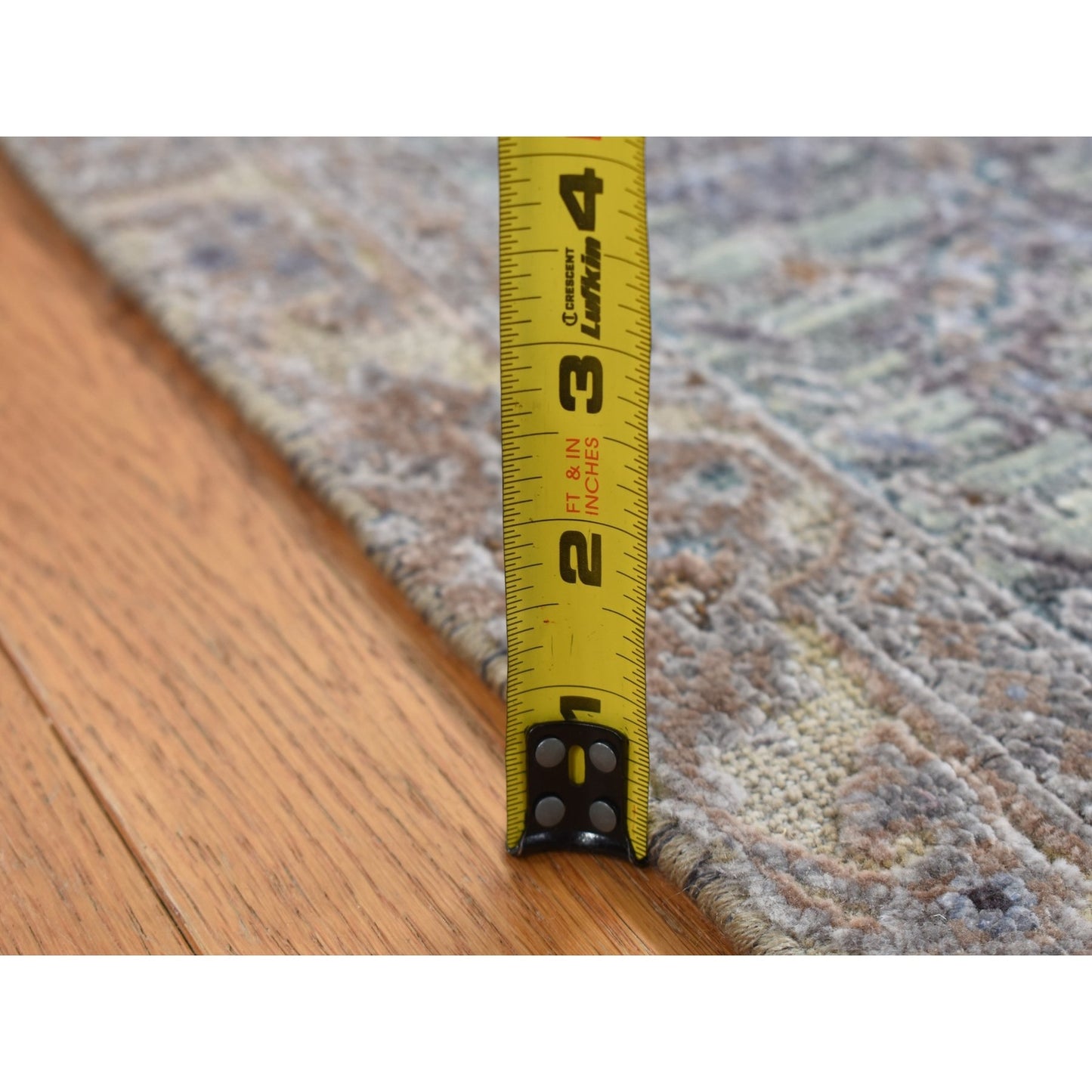 4'1"X6'2" Laurel Green Mughal Design Silk With Wool Hand Knotted Rug