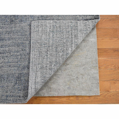 2'5"X10'8" Gray Fine Jacquard Hand Loomed Modern Runner Wool Art Silk Rug