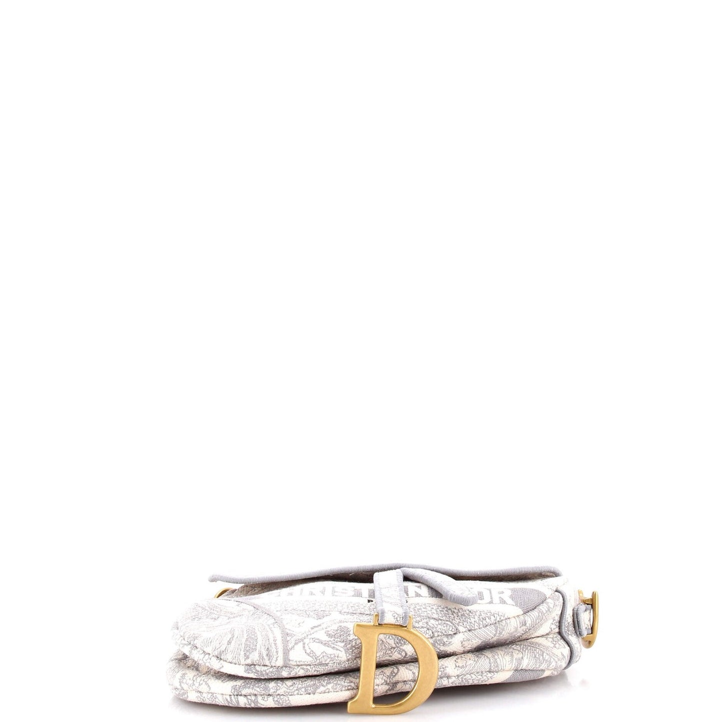 Christian Dior Saddle Bag Logo Embroidered Canvas Medium