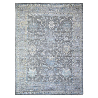 10'X13'6" Kendall Charcoal Gray Peshawar Mahal Design Hand Knotted Rug