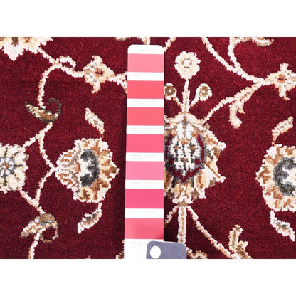 3'X5' Red Thick And Plush Wool And Silk Hand Knotted Rajasthan Rug