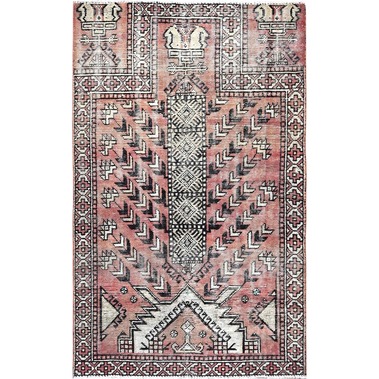 3'7"X6' Brown Hand Knotted Vibrant Wool Rug Oriental Rug