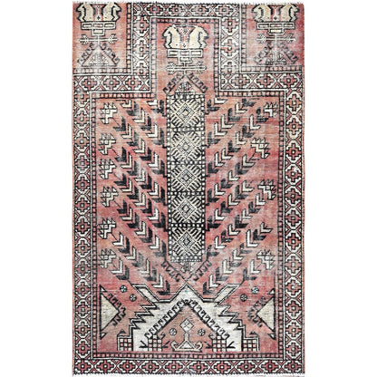 3'7"X6' Brown Hand Knotted Vibrant Wool Rug Oriental Rug