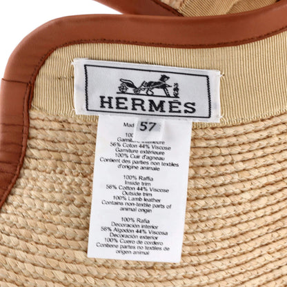 Hermes Isaure Visor Raffia And Leather