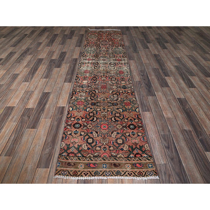 2'3"X9'2" Pink Vintage Zoroastrian Khamadan Hand Knotted Wool Runner Rug