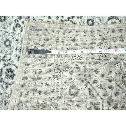 2'7"X12' Ivory Pre Historic Mamluk Design Hand Knotted Wool Runner Rug