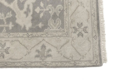 Handmade Muted Taupe Floral Oriental Rug Classic