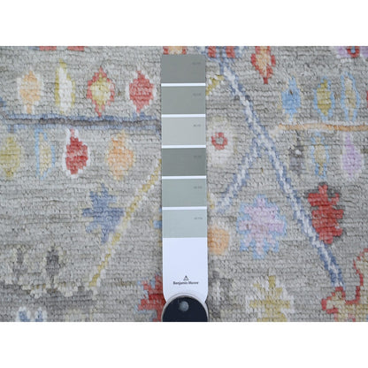 4'5"X10' Swamp Green Wool Weft Angora Oushak Wide Runner Oriental Rug