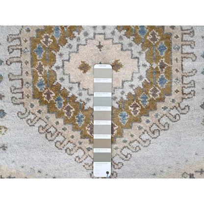 2'9"X21'9" Gray Zoroastrian Village Inspired Wool Hand Knotted Runner Rug