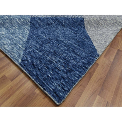12'2"X18'3" Blue Wool Hand Knotted Art Deco Collection Oversized Rug