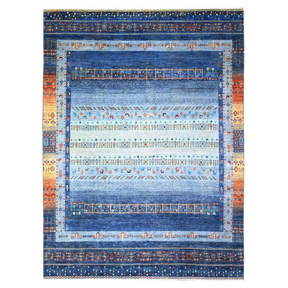 9'X12' Blue Fine Kashkuli Gabbeh Soft Wool Hand Natural Dyes Knotted Rug