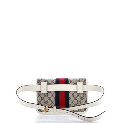 Gucci Ophidia Flap Belt Bag Gg Coated Canvas With Leather