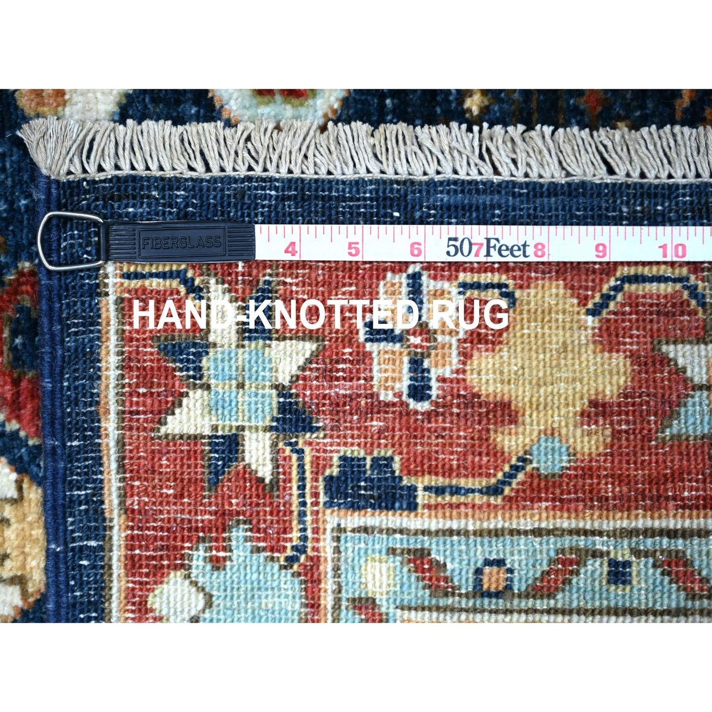 2'6"X11'8" Blue Karajeh Design Pure Wool Fine Aryana Runner Oriental Rug