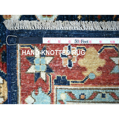 2'6"X11'8" Blue Karajeh Design Pure Wool Fine Aryana Runner Oriental Rug