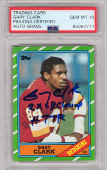 Gary Clark 1986 Topps #176 Psa Auto Grade 10 Card