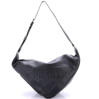 Prada Triangle Logo Zip Messenger Leather Large