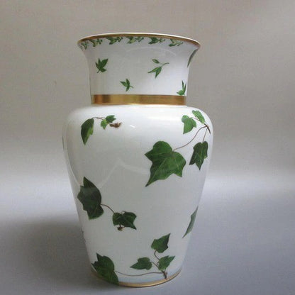 Collectible Raynaud Limoges Verdure Vase Ivy Pattern Porcelain with Gold Trim