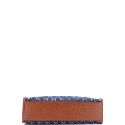 Gucci Interlocking G Patch Web Strap Convertible Tote Gg Denim Tall