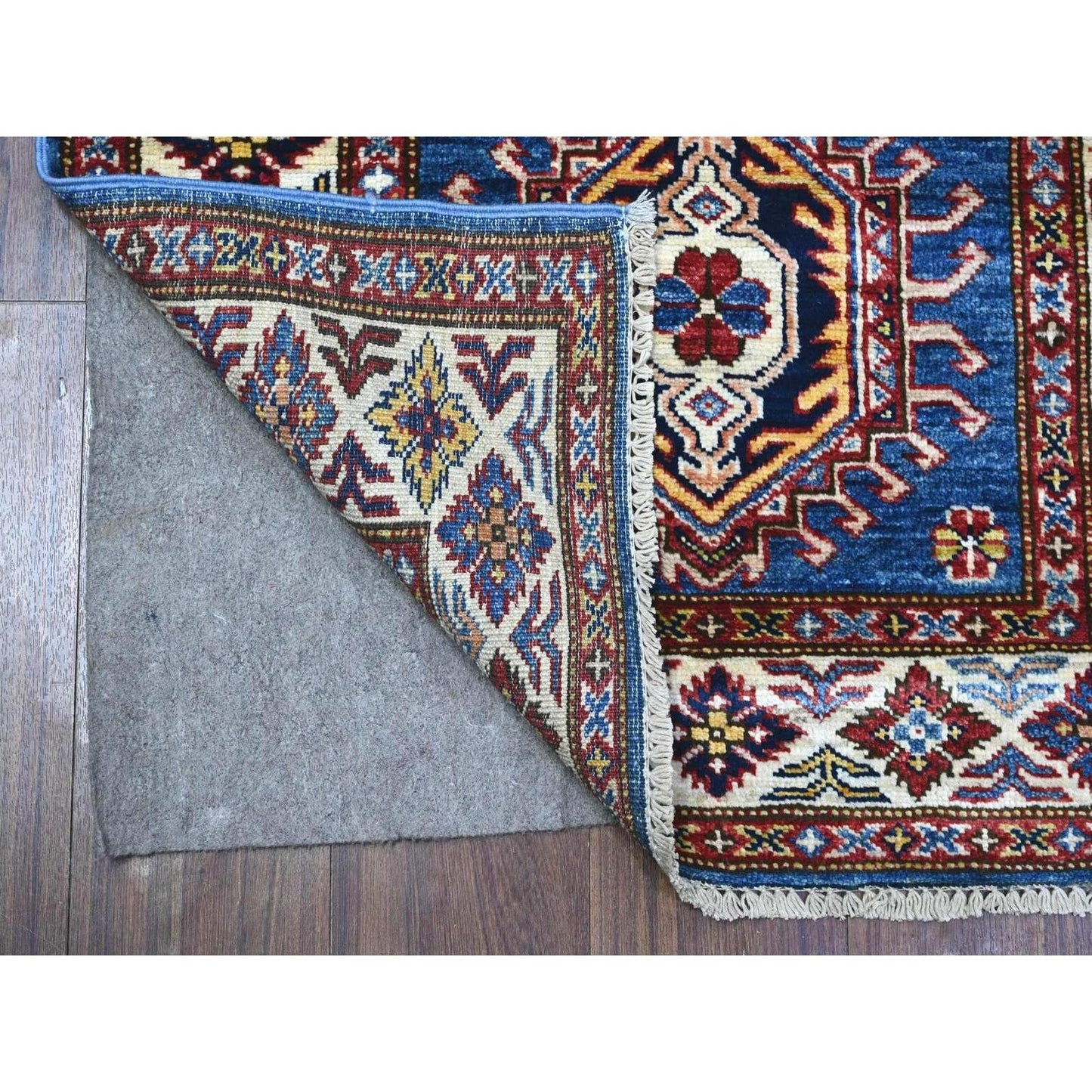 2'8"X8' Battleship Gray Hand Knotted Super Kazak Wool Xl Runner Rug
