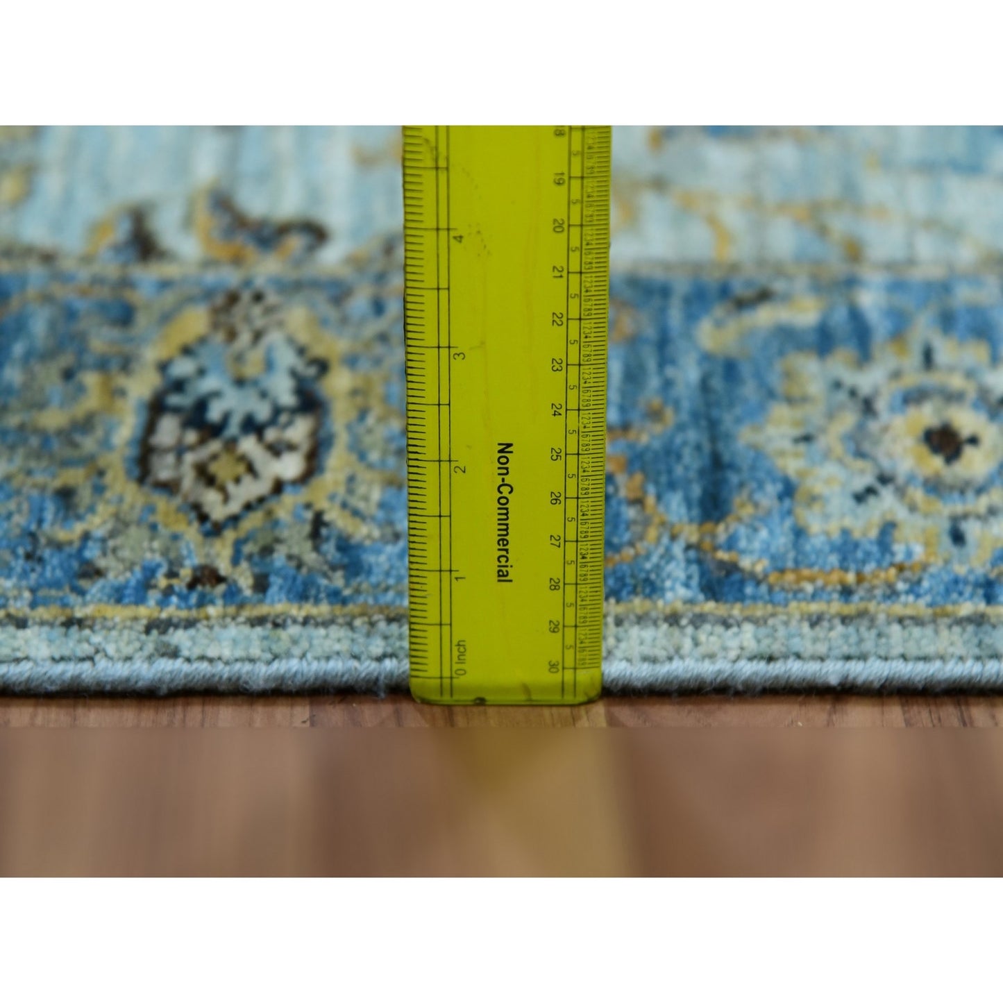 2'8"x29'10" Blue Wool Shah Abbas Floral Design Hand Knotted XL Runner Rug