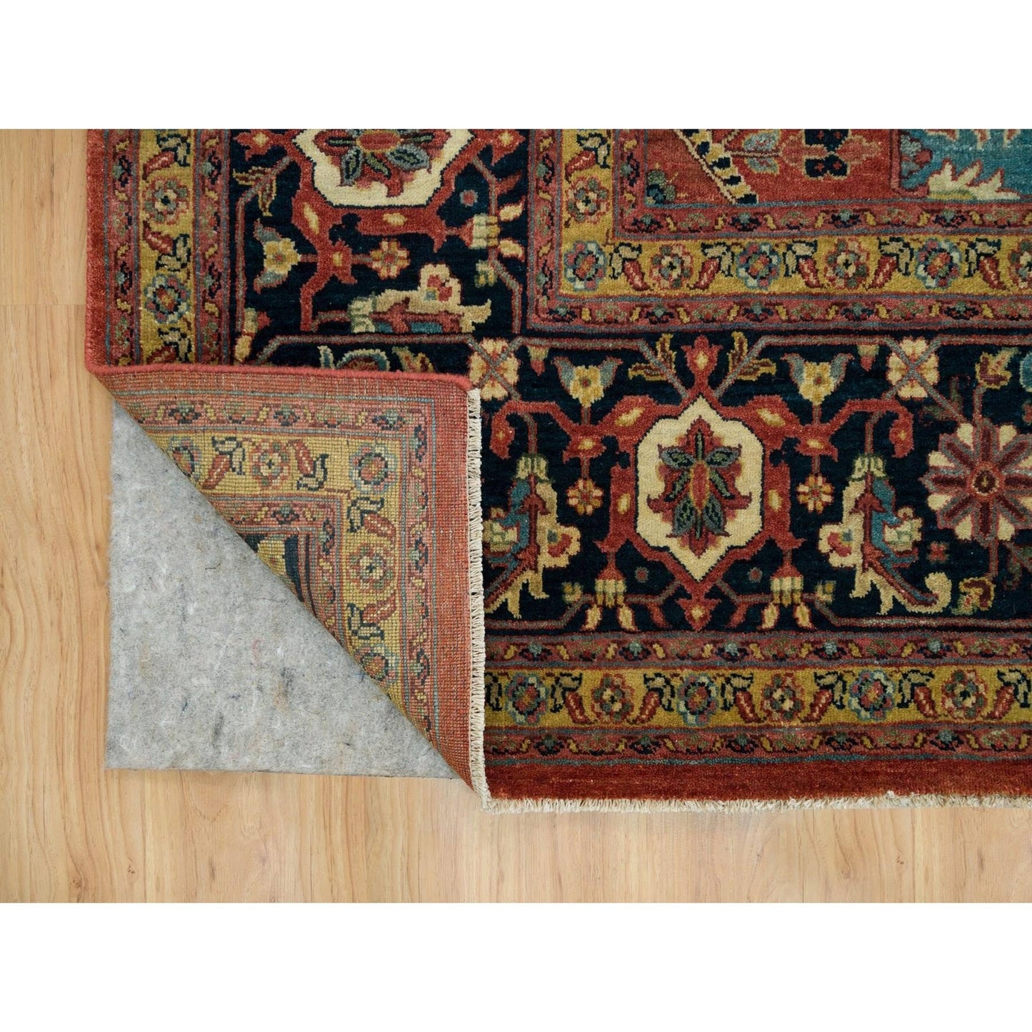 10'X10' Red Hand Knotted Heris Re-Creation Wool Square Oriental Rug