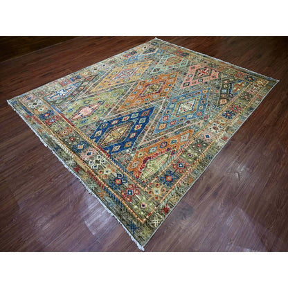 7'10"X9'6" Gray Hand Knotted Rug Wool Anatolian Village Inspired Design