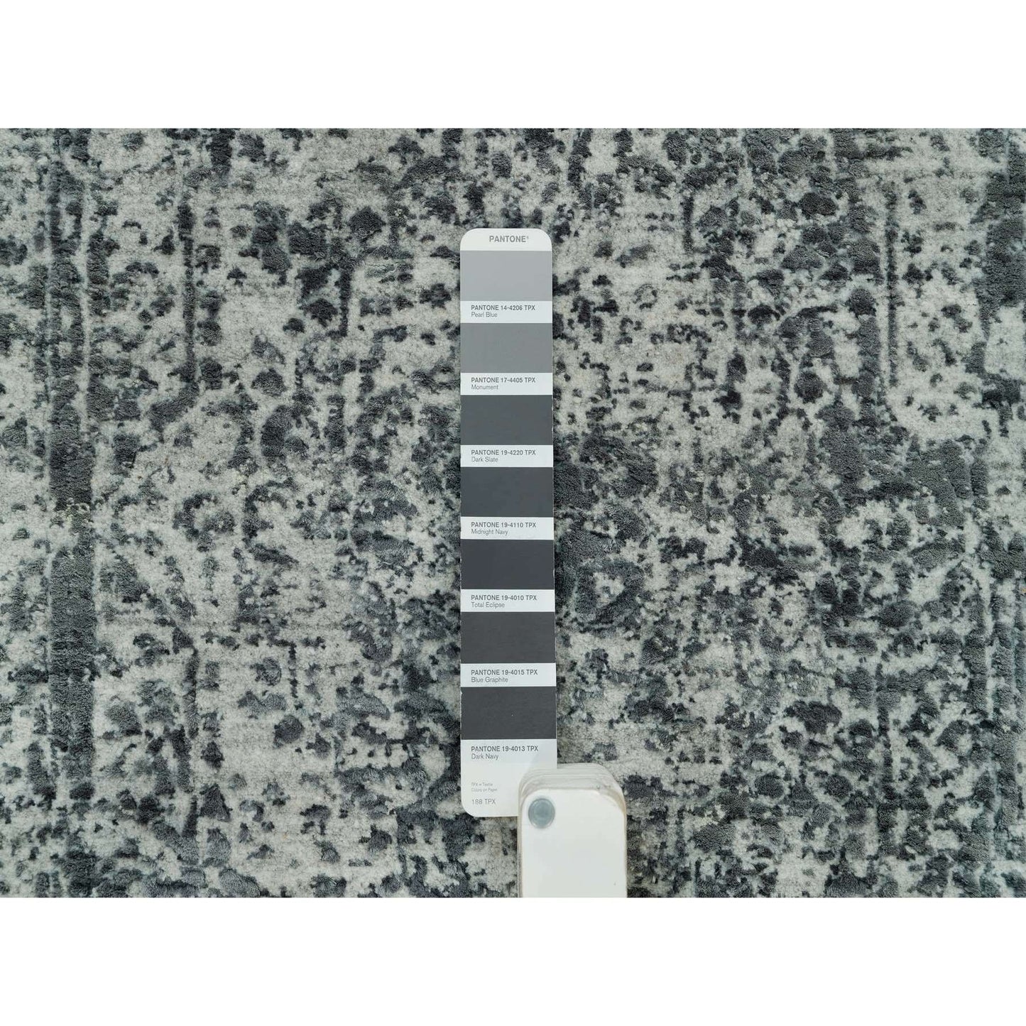 2'X3' Gray Broken Hand Knotted Zoroastrian Design Wool And Silk Mat Rug