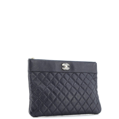 Chanel Mademoiselle Vintage O Case Clutch Quilted Sheepskin Medium