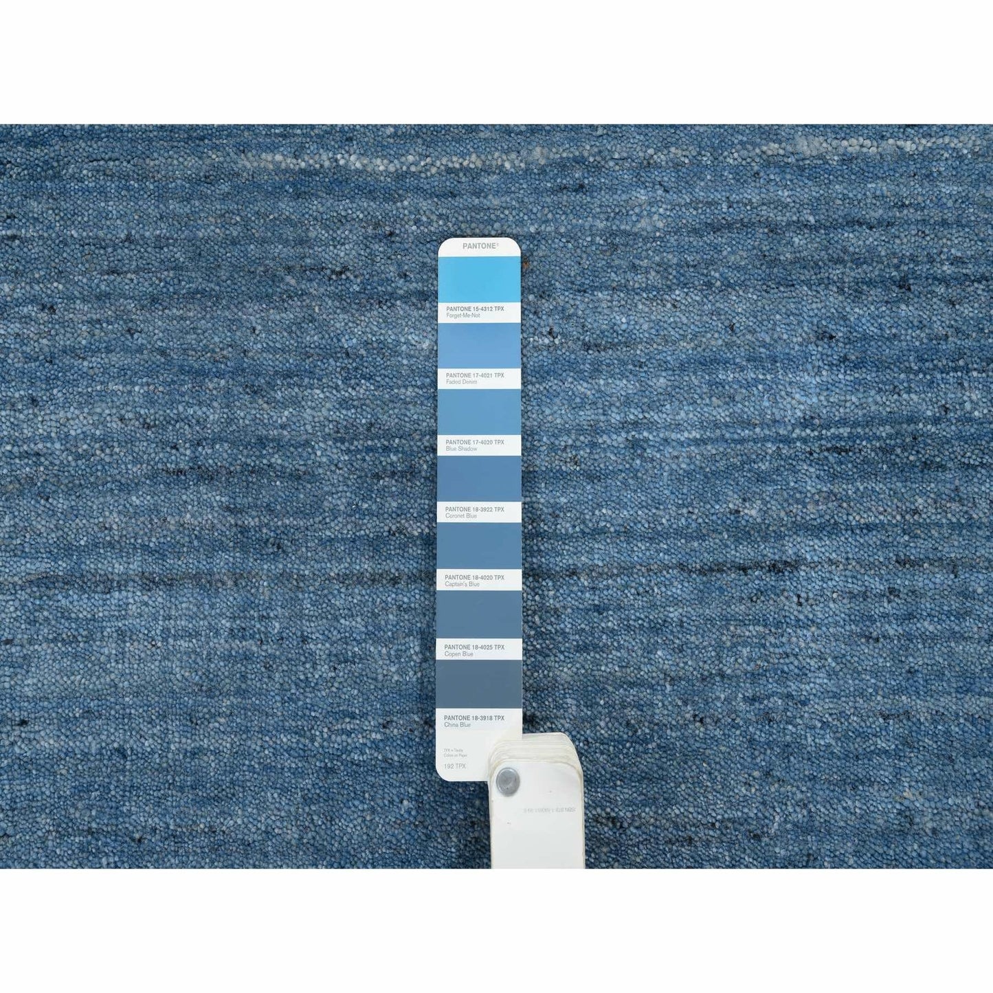 10'1"X14' Denim Blue Modern Design Pure Wool Hand Loomed Rug