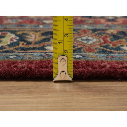 2'7"X20'4" Red Hand Knotted Wool Runner Rug Antiqued Fine Heris Revival